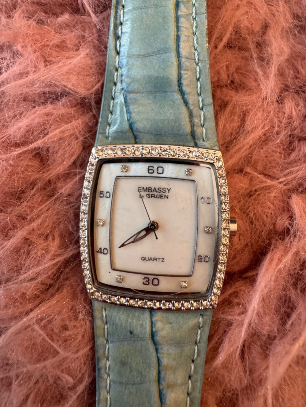 Embassy Gruen Women's Light Blue Crystal Accent Quartz Watch
